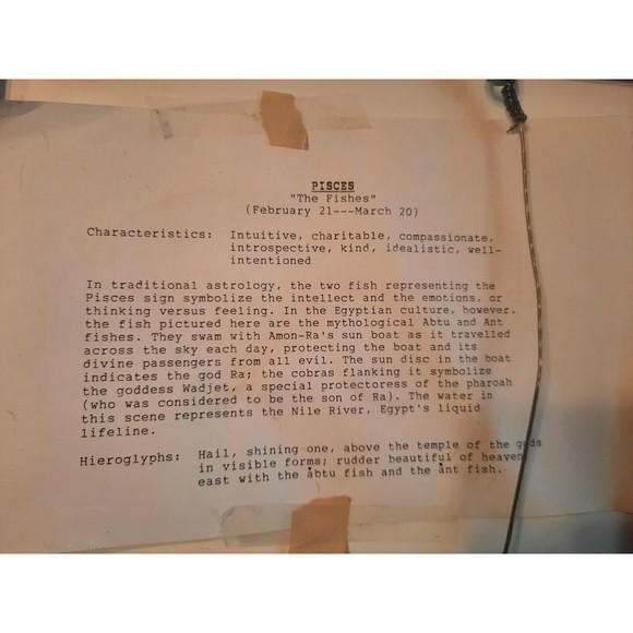 Jan Fleck "PISCES" Artist's‎ Proof 42/150, Hand-Painted Egyptian Etching, Signed - Picture 14 of 15